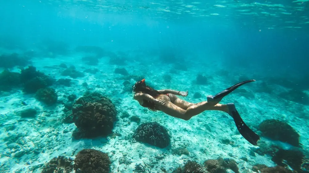 a person swimming in a pool of water