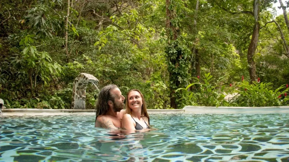 a person in a pool of water
