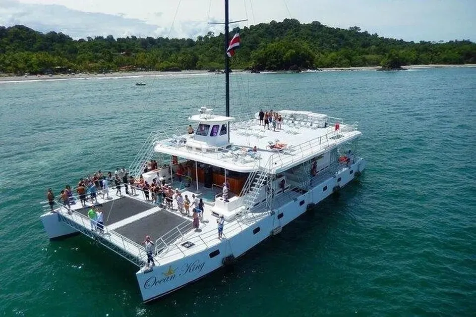 a small boat in a large body of water